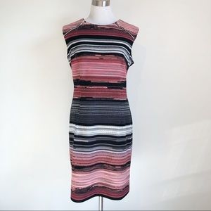 Madison Leigh Pink Black Striped Sheath Dress, 10